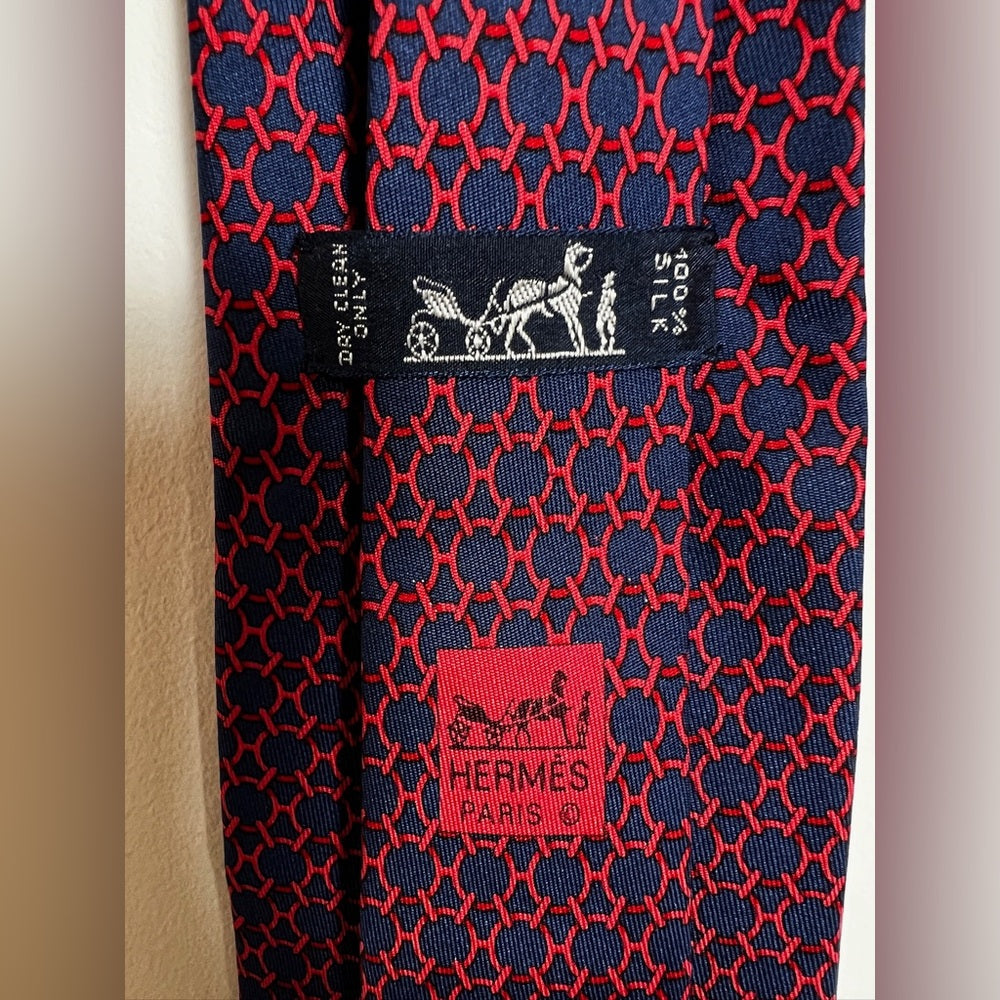 Authentic Hermes Geometric Silk Tie