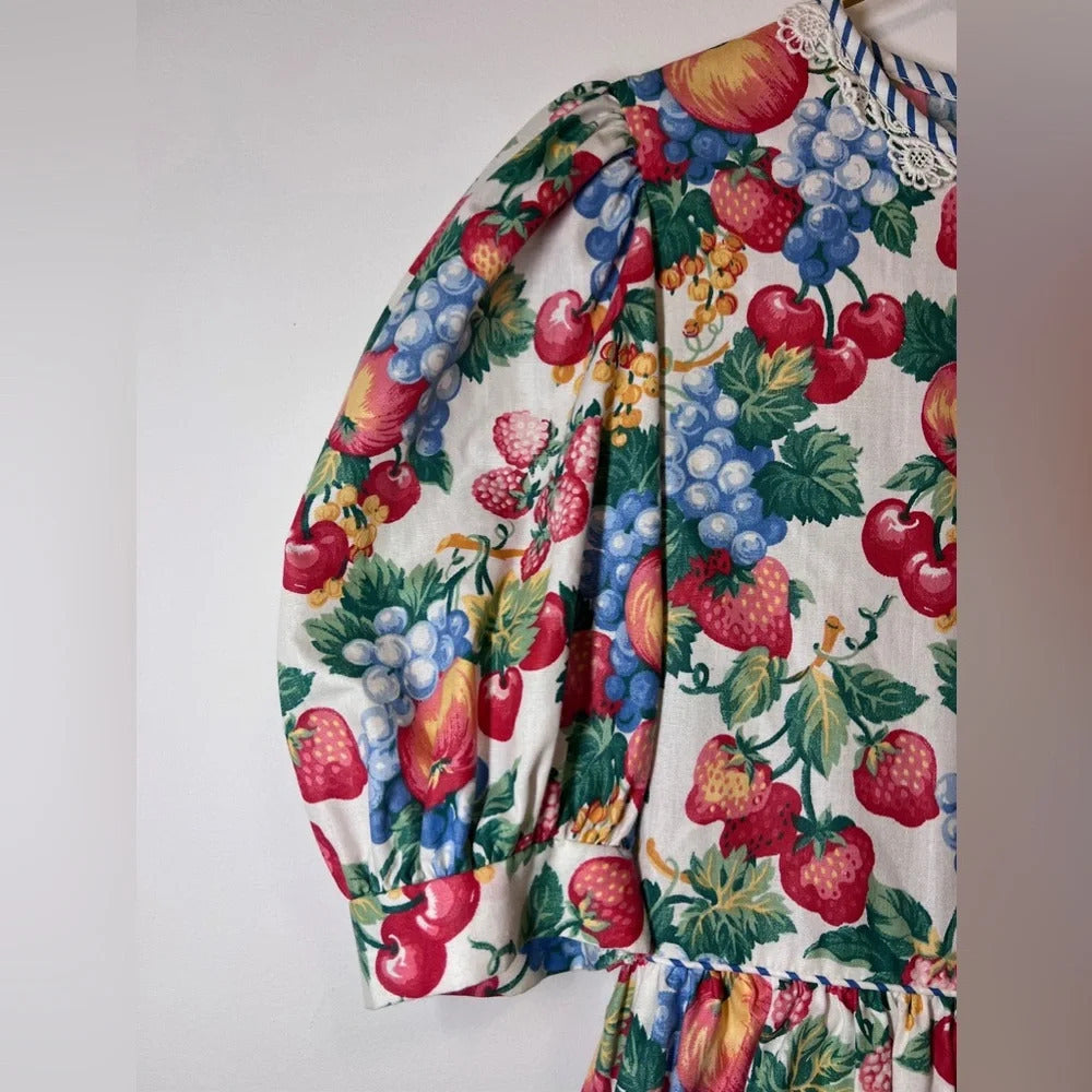 Ruth of Carolina Girls Floral Multi Color Long Dress With Matching Hat