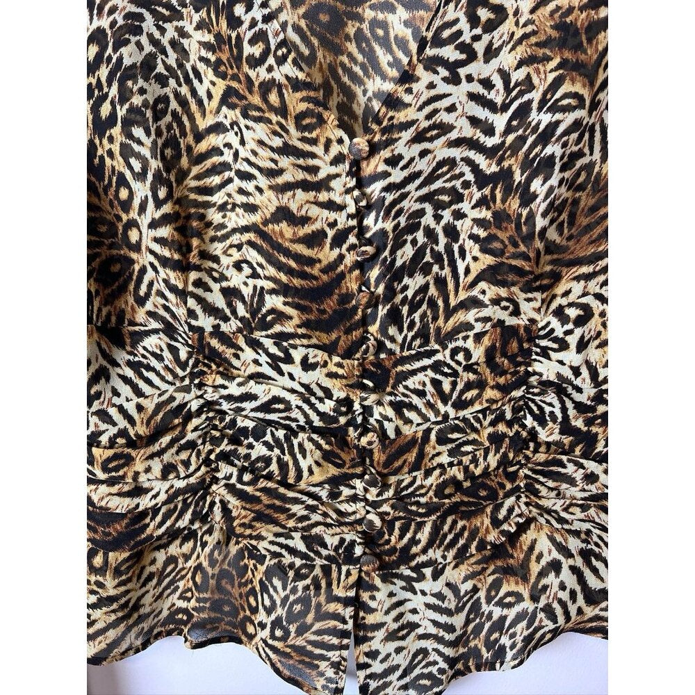 ESCADA Animal Print Silk Blouse Shirt Top sz 42 Leopard