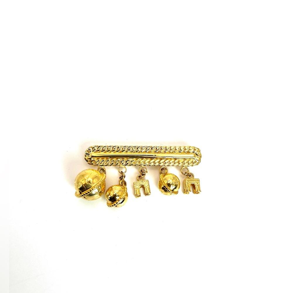 Celine Paris Gold Tone Brooch Arc de Triomphe