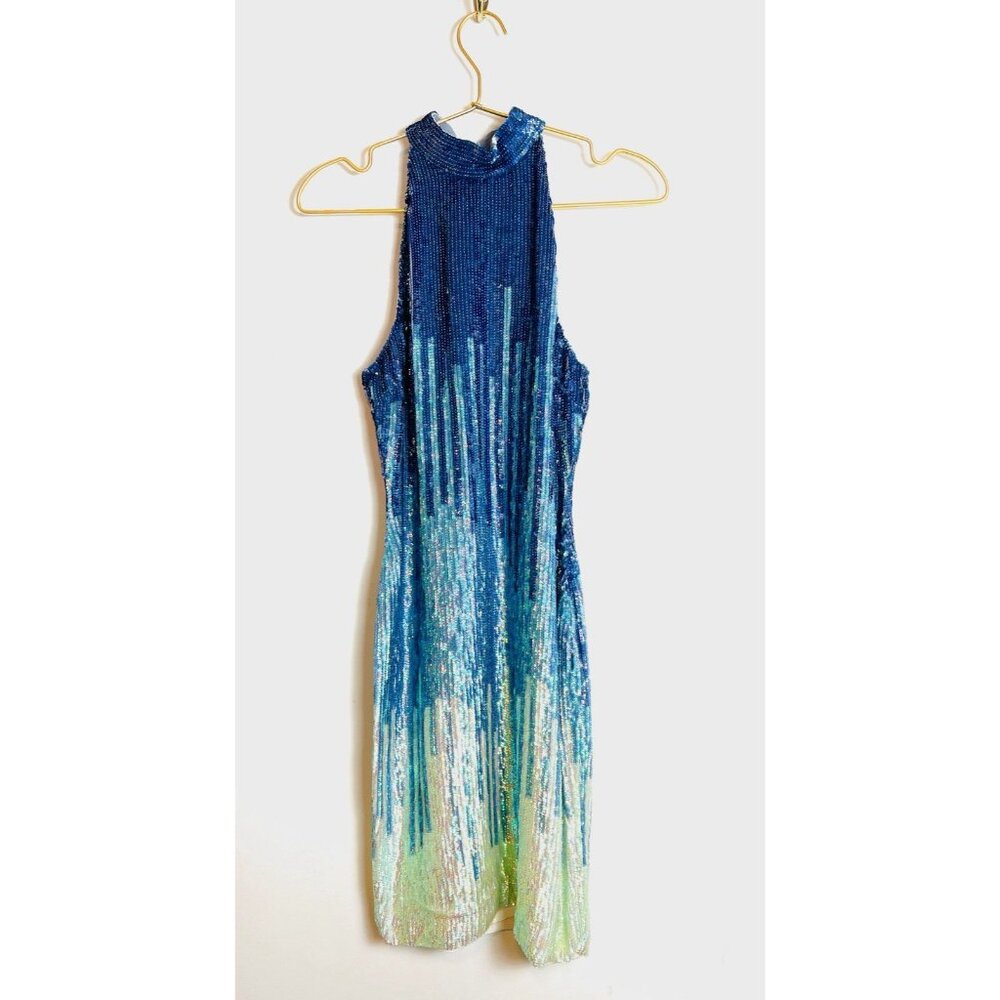 Versace Sequin Blue Couture Dress 38