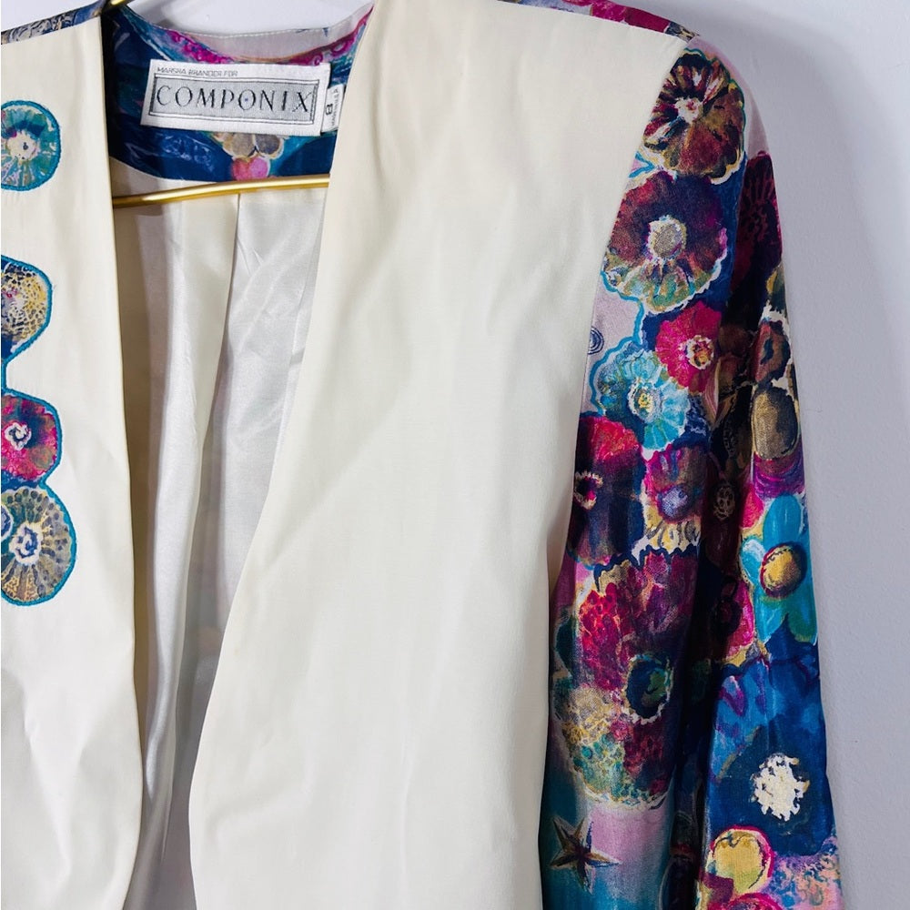 Componix Vintage Floral Contrast Blazer