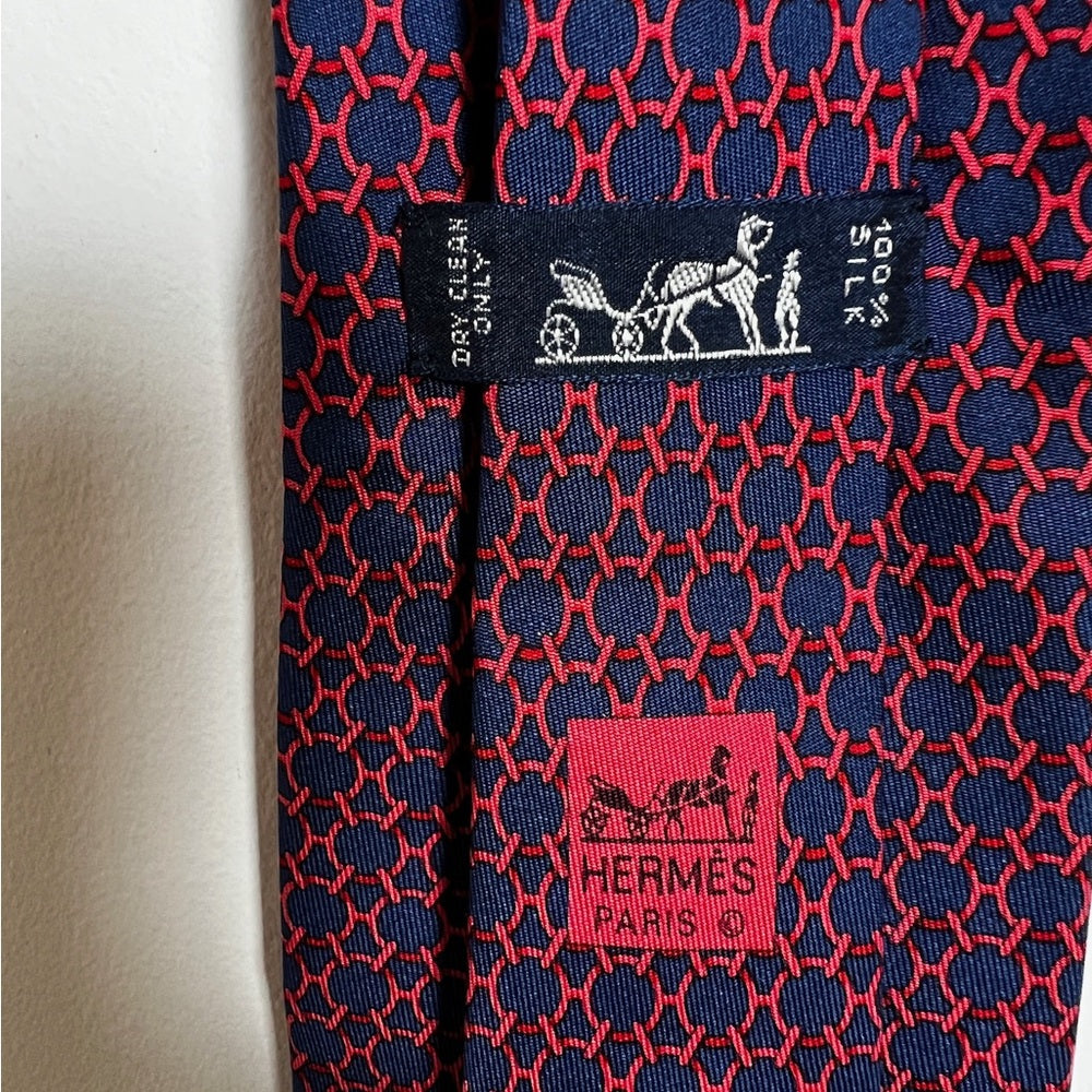 Authentic Hermes Geometric Silk Tie