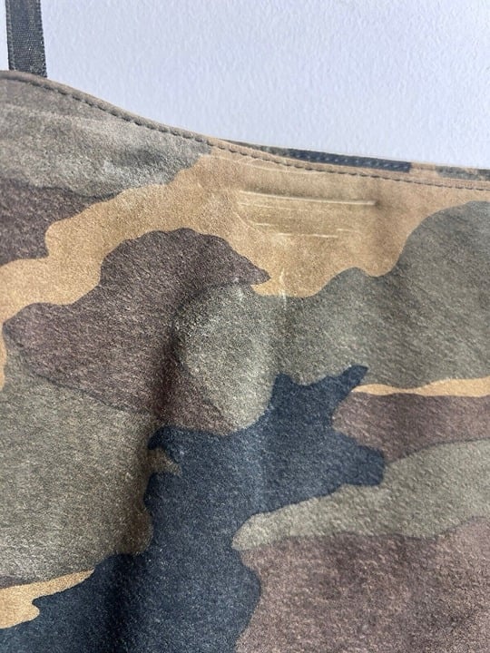 Vintage Camouflage Snap Front Mini Skirt 100% Suede Leather NWT