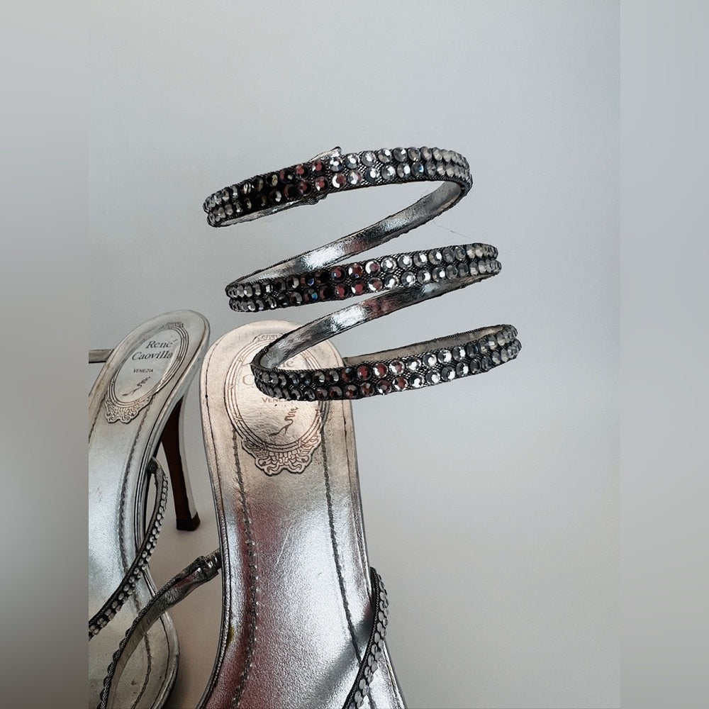 Rene Caovilla Silver crystal sandals Stiletto