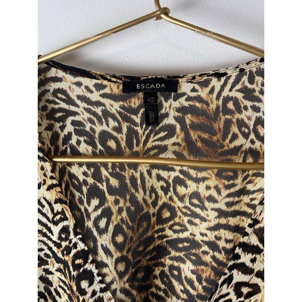 ESCADA Animal Print Silk Blouse Shirt Top sz 42 Leopard