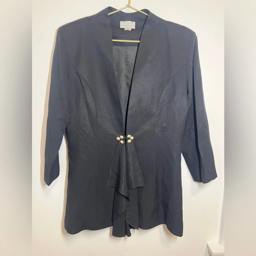 Betsy & Adam Glam Rhinestone Vintage Black Blazer