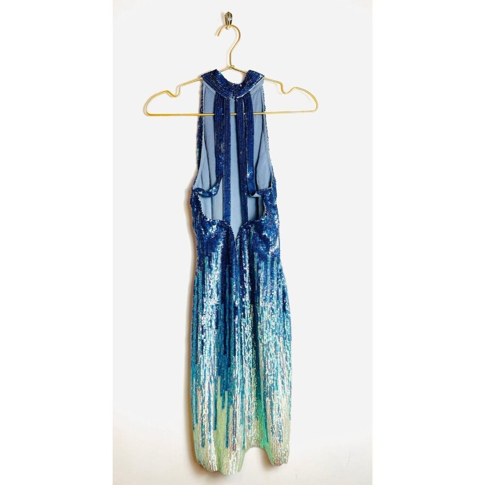 Versace Sequin Blue Couture Dress 38