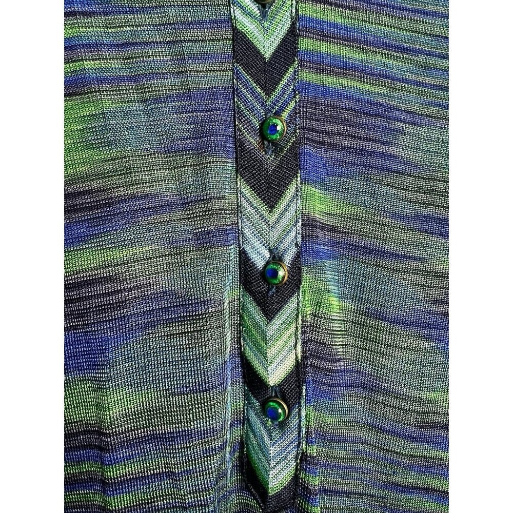 Missoni Wave Stripe Jacquard Knit Shirt Green Short sleeve