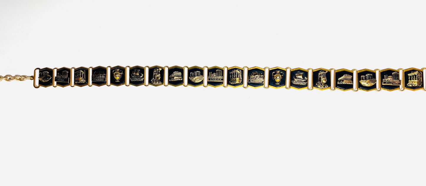 Vintage Acropolis Chain Belt Black Gold Belt