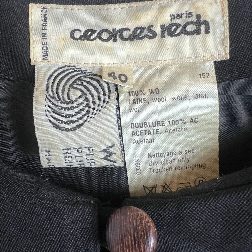 Vintage Black Georges Rech Wool Dress