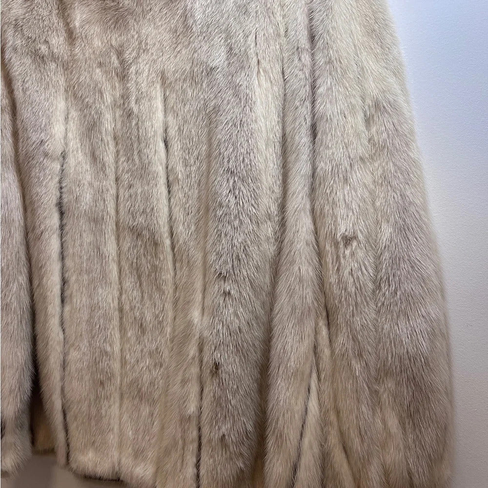 Vintage Short Fur Tan Collared Lined Jacket