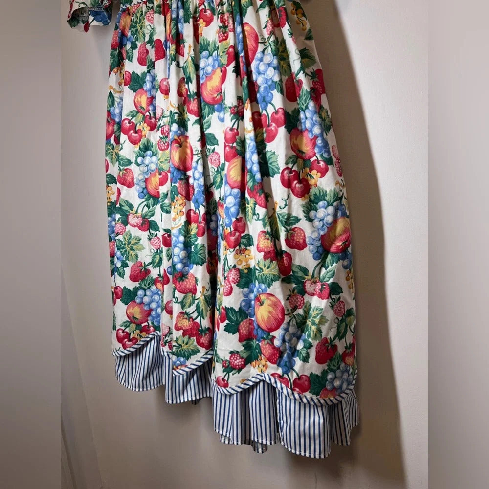 Ruth of Carolina Girls Floral Multi Color Long Dress With Matching Hat