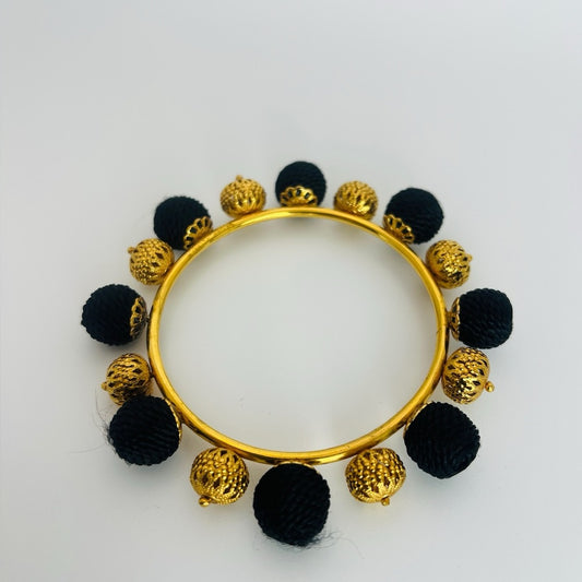 Dolce Gabbana Authentic Black Gold Bangle bracelet pom pom