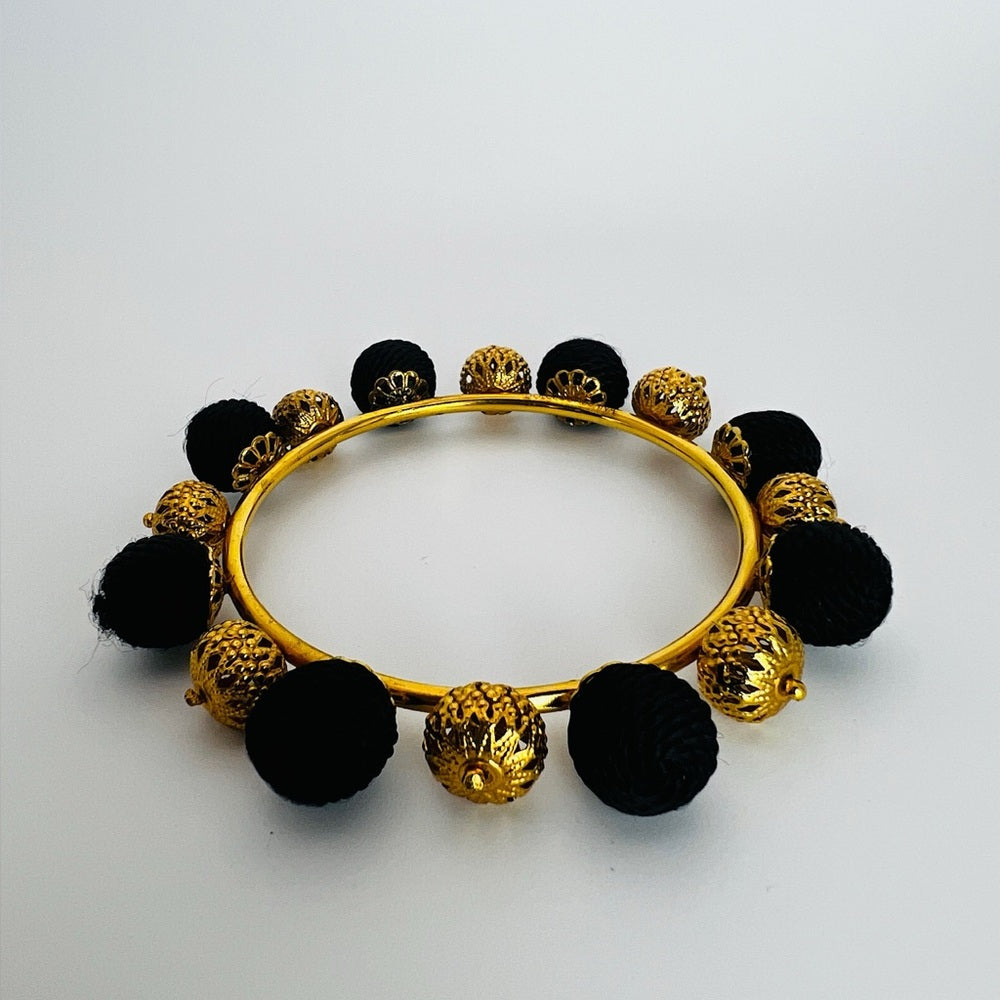 Dolce Gabbana Authentic Black Gold Bangle bracelet pom pom