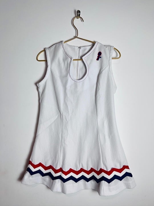 Vintage White Tennis Dress Embroidered