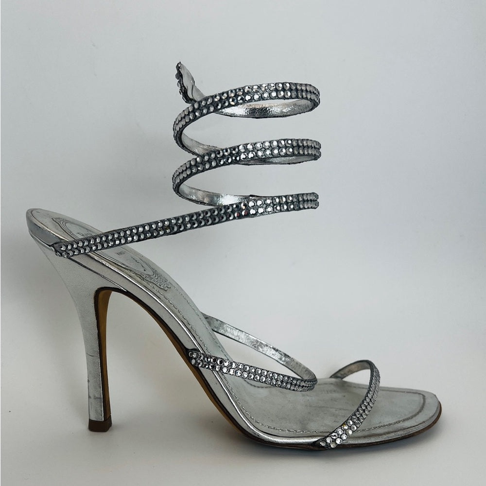 Rene Caovilla Silver crystal sandals Stiletto
