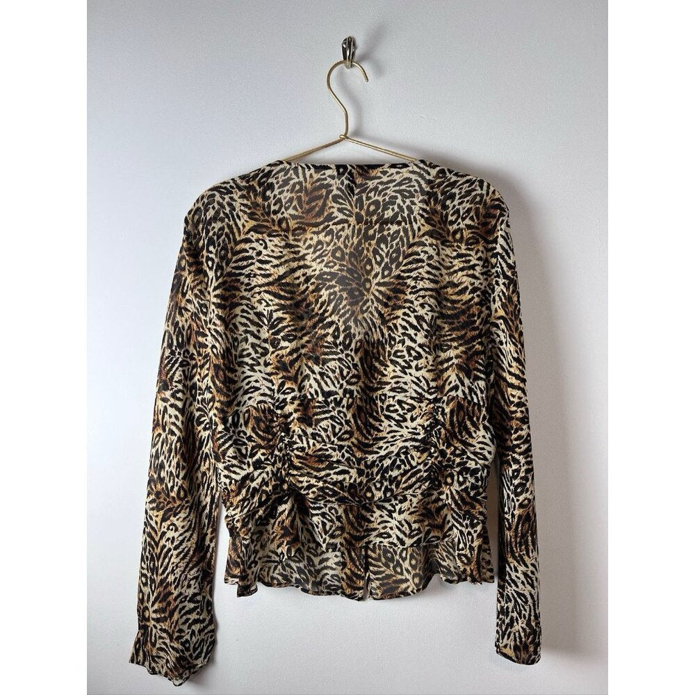 ESCADA Animal Print Silk Blouse Shirt Top sz 42 Leopard