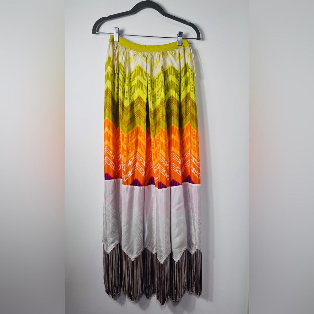 1970’s Boho Multicolor Skirt Lanvin Style Maxi Fringe