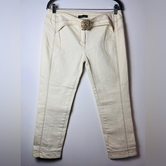 Vintage Roberto Cavalli White Jeans with Signature Belt