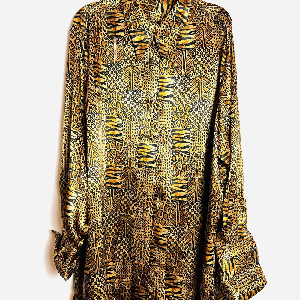 Animal Print Long Sleeve Blouse 1970s