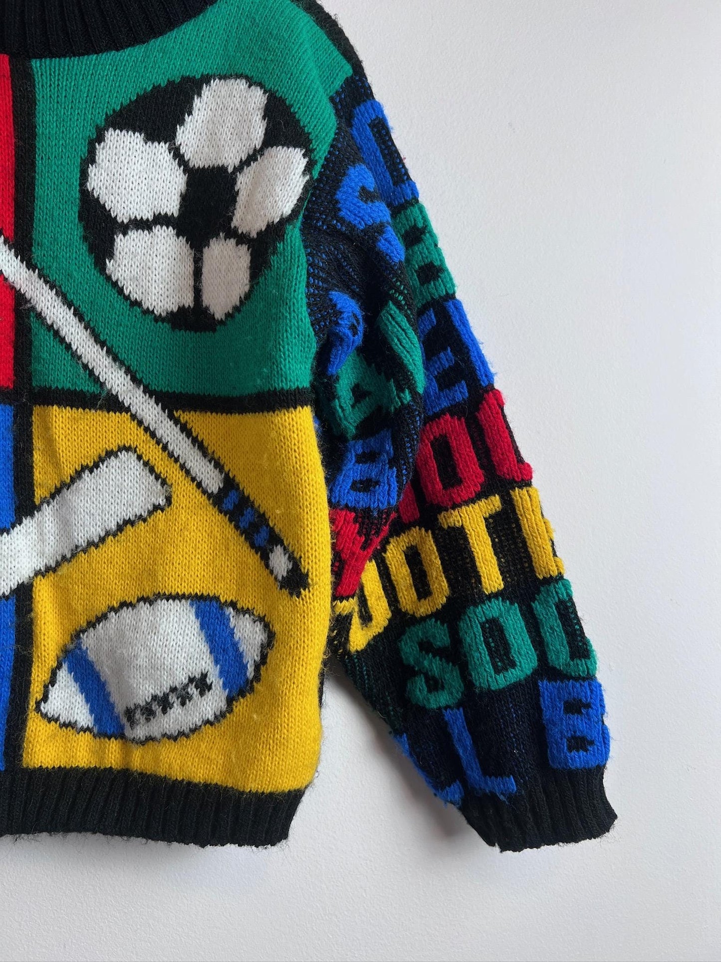 Vintage Kids Knit JJ Poole Sweater Sports 80s