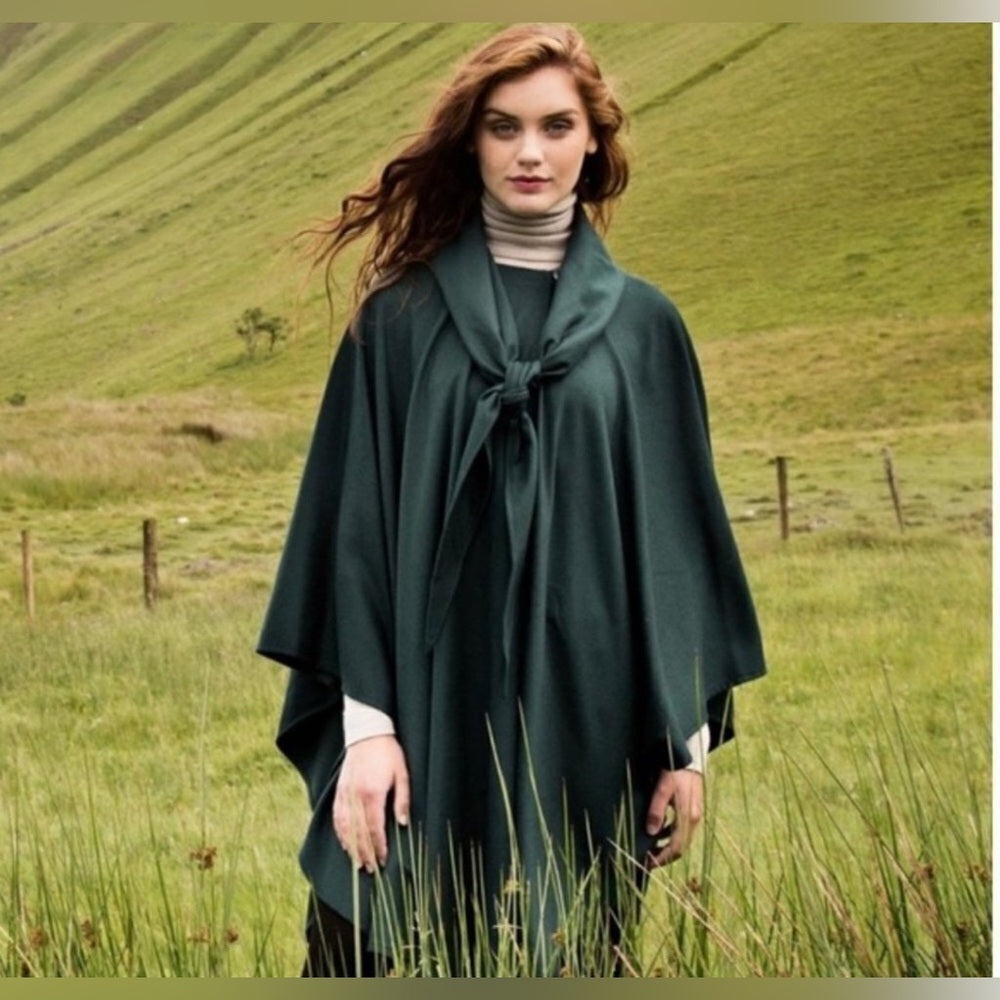 Hourihan by Jimmy Hourihan made in Ireland forrest green wool and cashmere cape