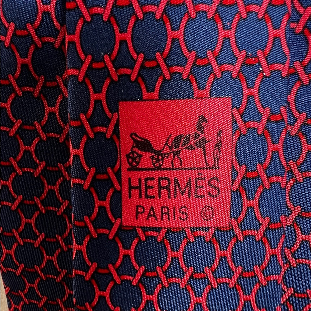Authentic Hermes Geometric Silk Tie