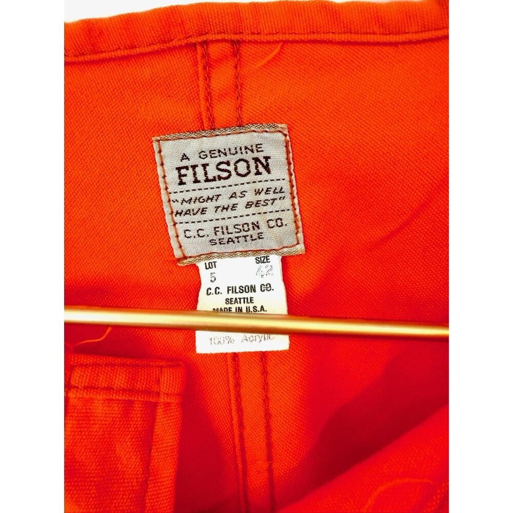 Vintage Filson Blaze Orange USA Made Snap Crop Jacket Hunting Sz 42