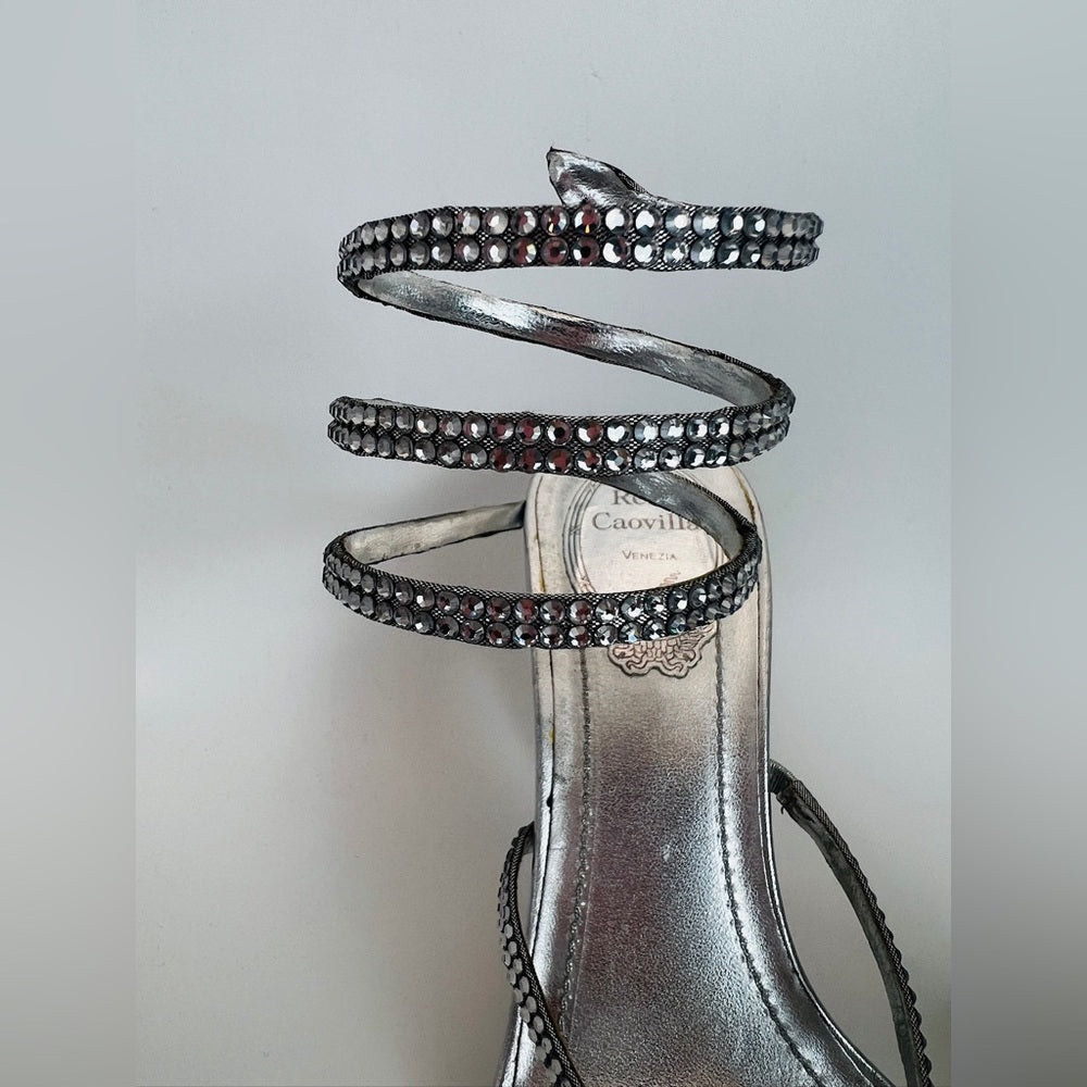 Rene Caovilla Silver crystal sandals Stiletto