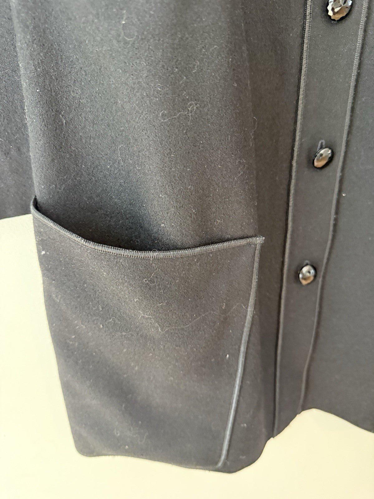 Vintage Mrs H Winter Sweater Blazer Black Wool Buttons