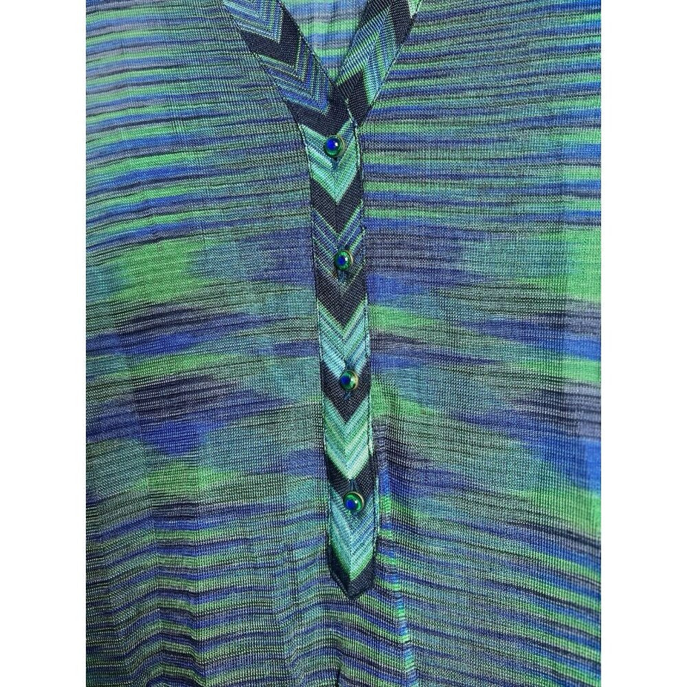 Missoni Wave Stripe Jacquard Knit Shirt Green Short sleeve