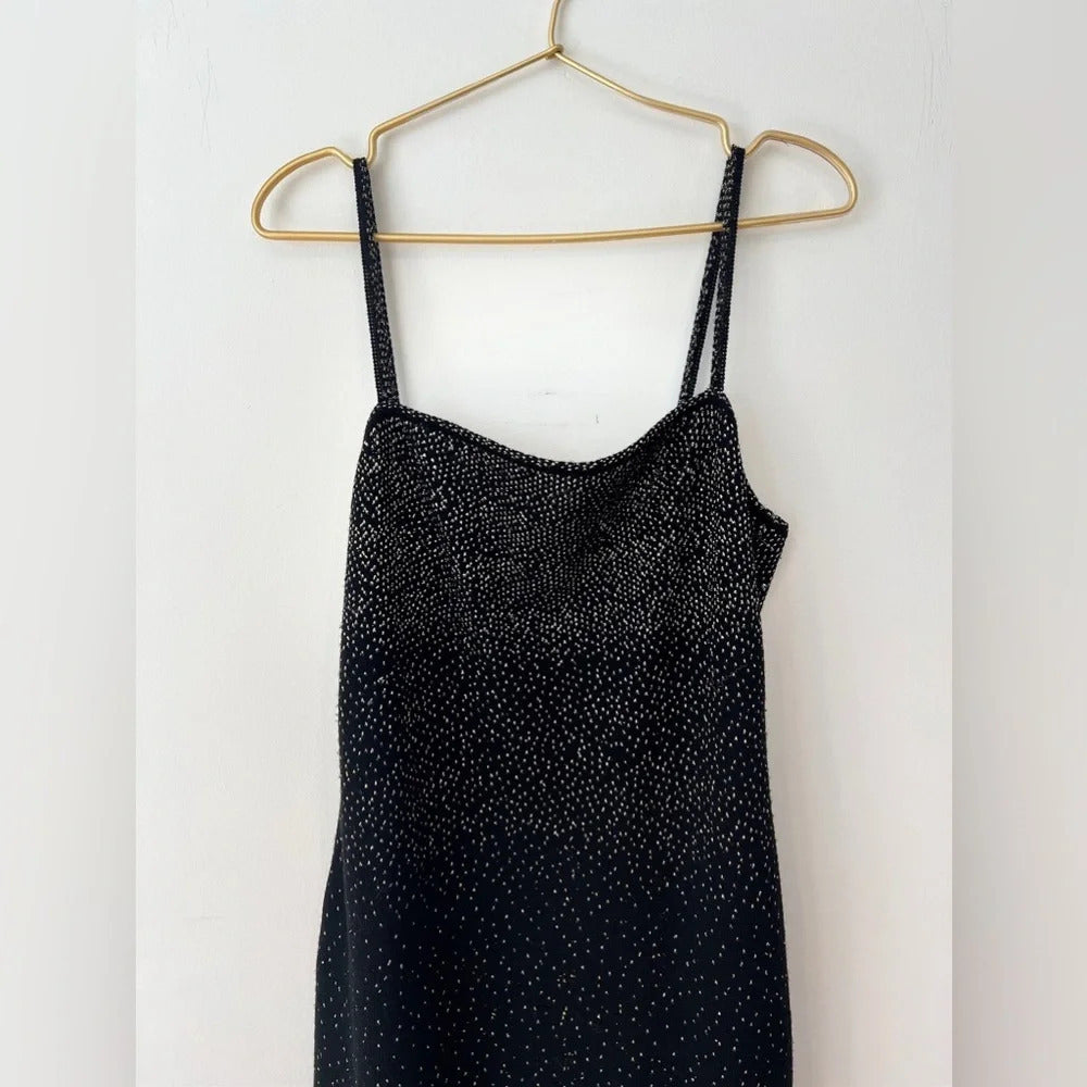 Vintage Emanuel Ungaro Long Knit Midi Dress Black Sparkle