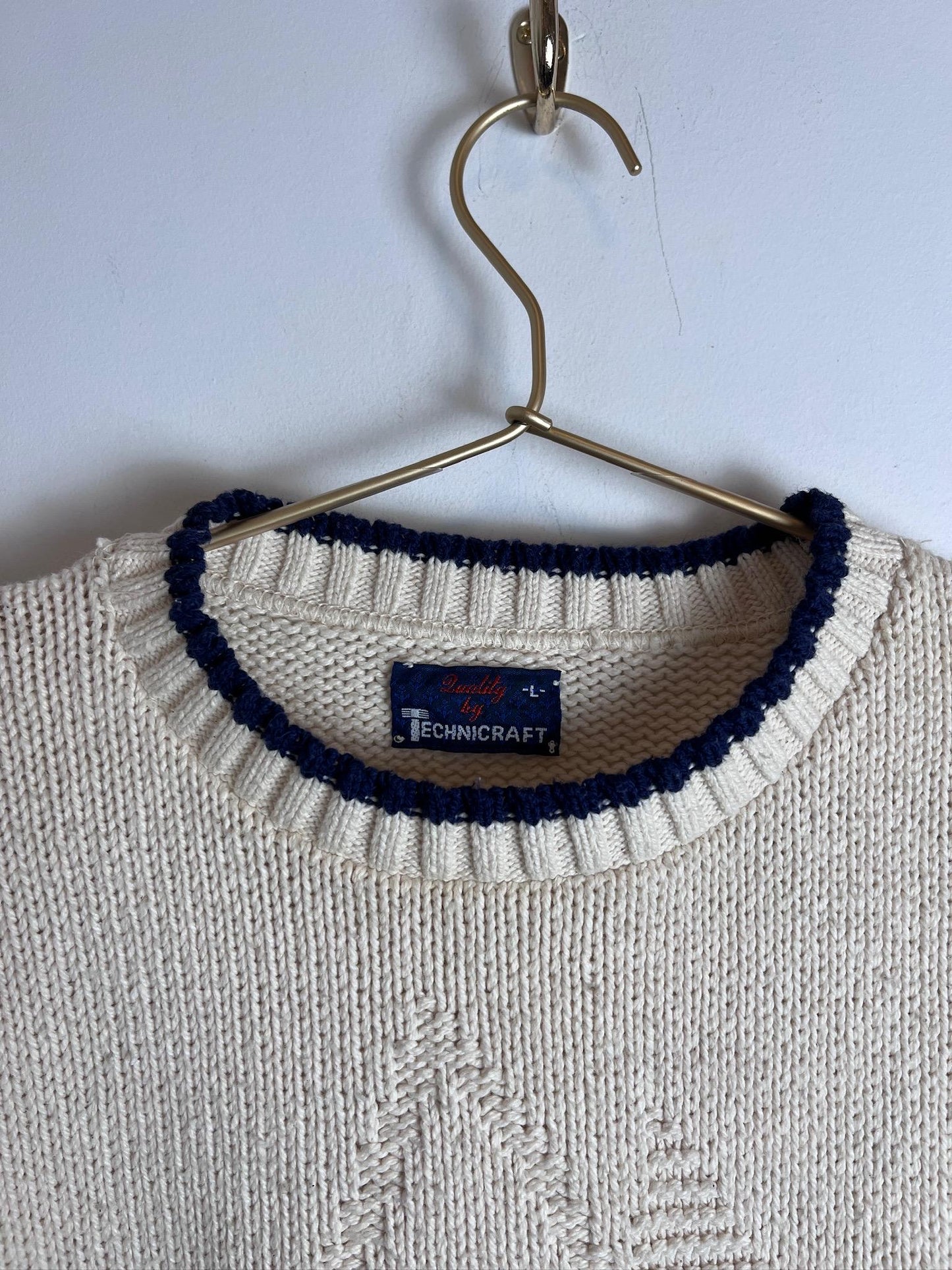 Technicraft Vintage White Chunky Sweater America's Cup 1992