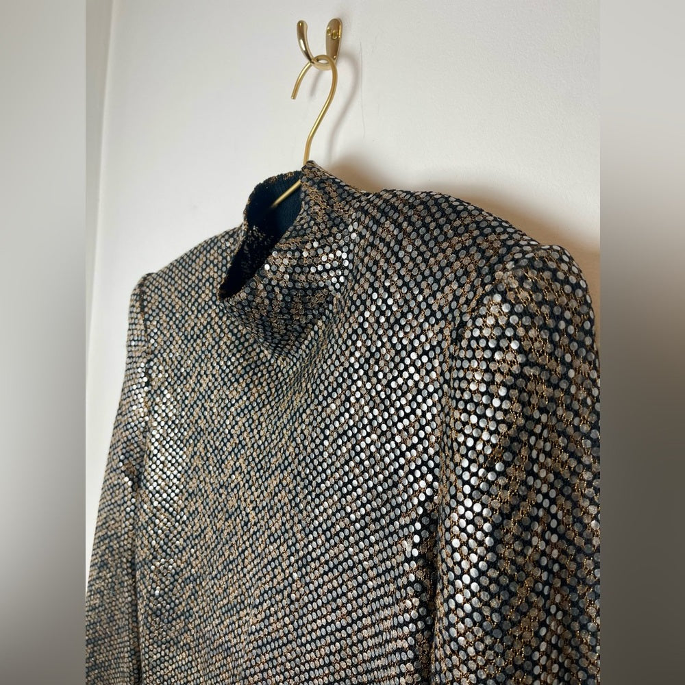 Vintage St. John Knit Midi Dress 1980s Metallic Knit