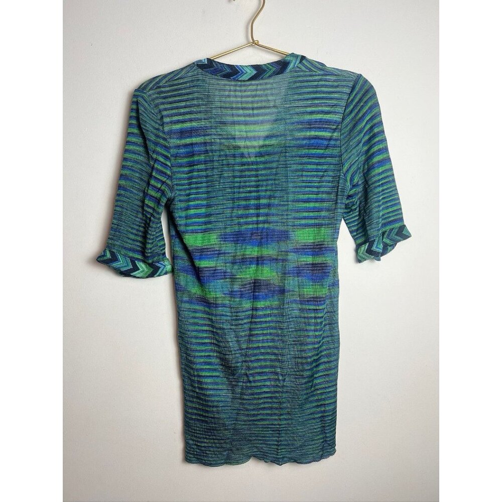 Missoni Wave Stripe Jacquard Knit Shirt Green Short sleeve