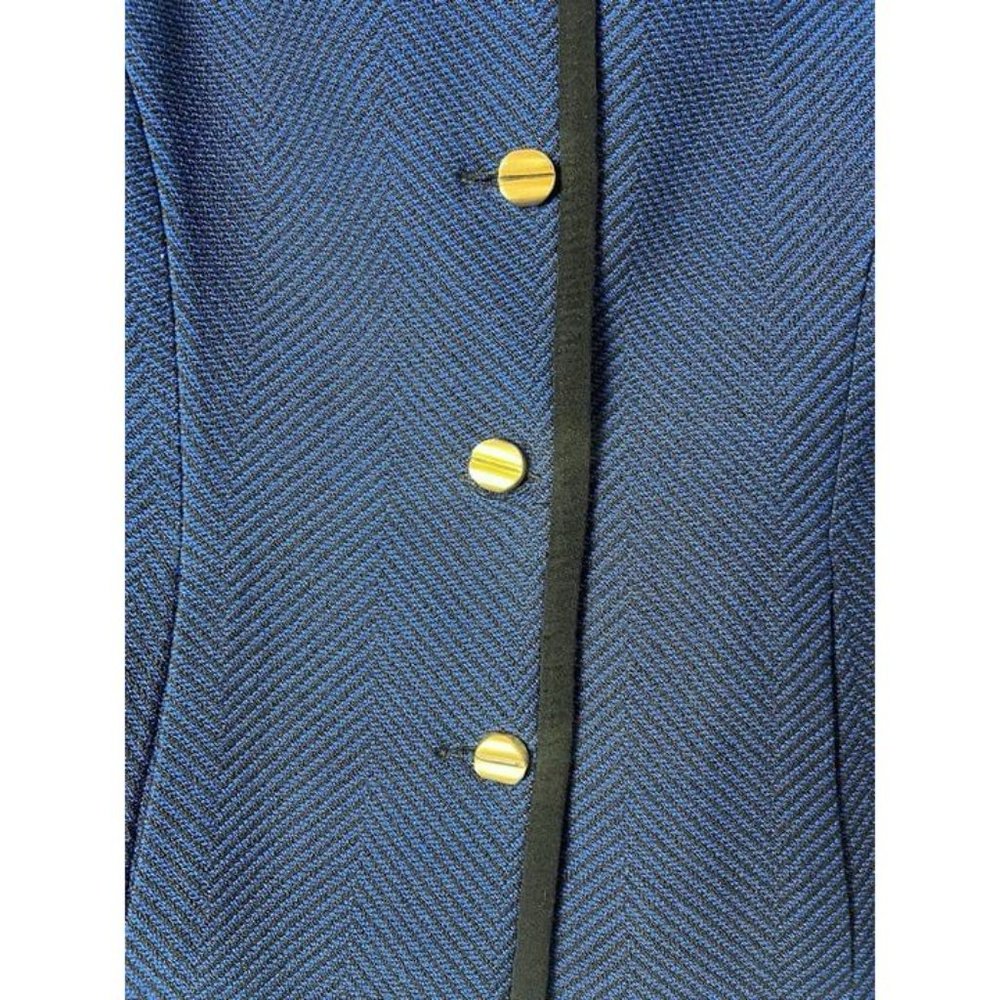 St. John Vintage Black Blue Chevron Blazer Jacket 2000s