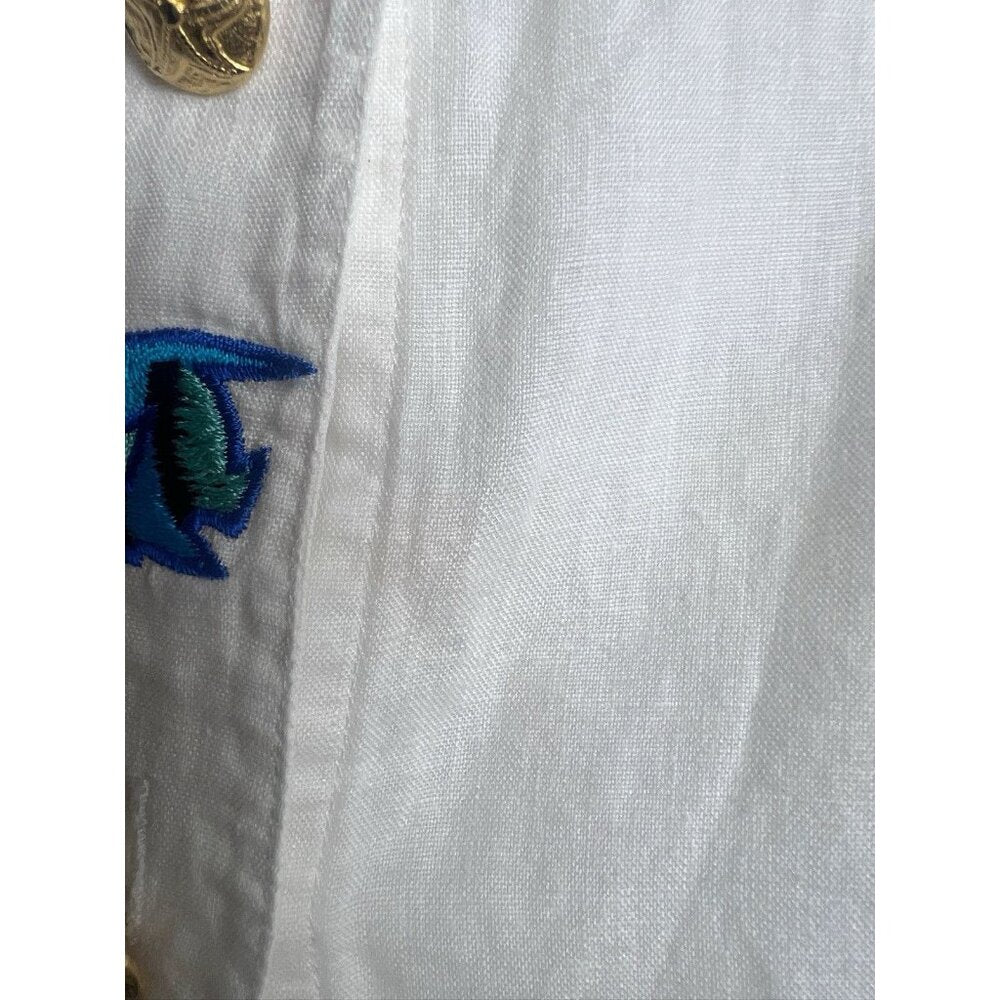 Vintage Escada Margaretha Ley Linen Fish Button Down Blouse