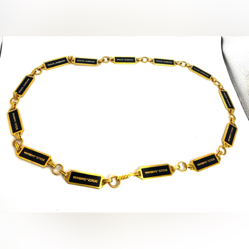 DOLCE&GABBANA Chain Belt Black and Gold