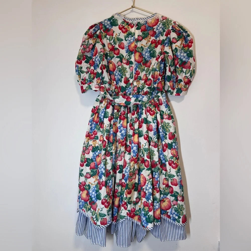 Ruth of Carolina Girls Floral Multi Color Long Dress With Matching Hat