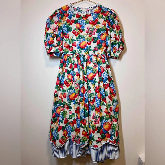 Ruth of Carolina Girls Floral Multi Color Long Dress With Matching Hat