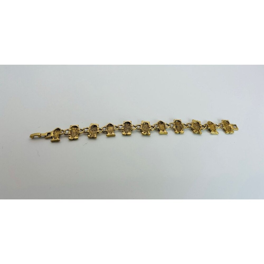 Adorable Vintage Gold Tone Kitten/Cats Fish Charm Bracelet