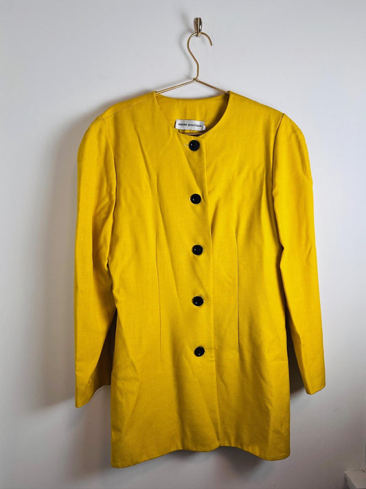 Nipon Boutique Vintage Yellow Long Blazer Jacket