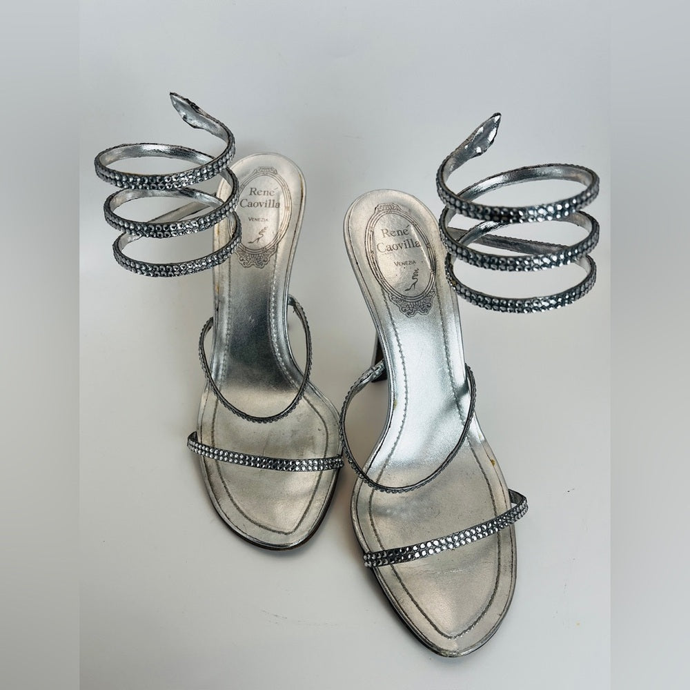 Rene Caovilla Silver crystal sandals Stiletto