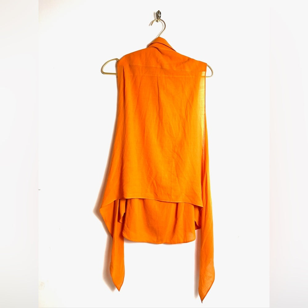 Hermes Orange Tie Blouse Buttondown 36