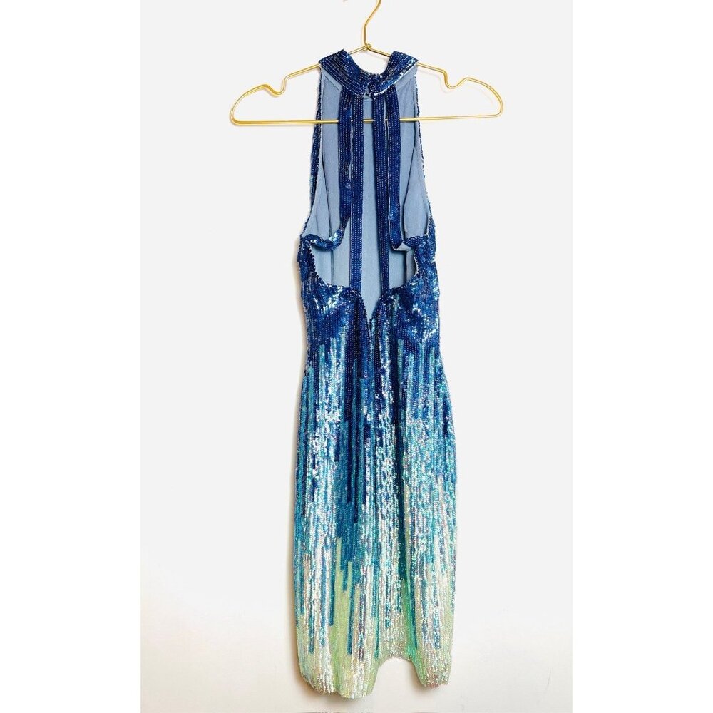 Versace Sequin Blue Couture Dress 38