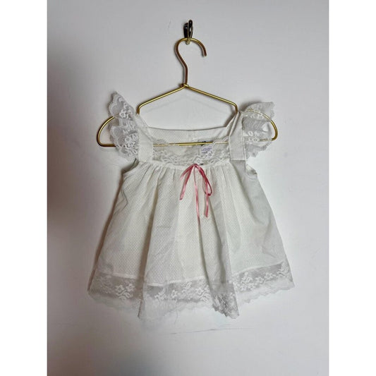 Vintage Baby Girls White Bow Dress 12 months