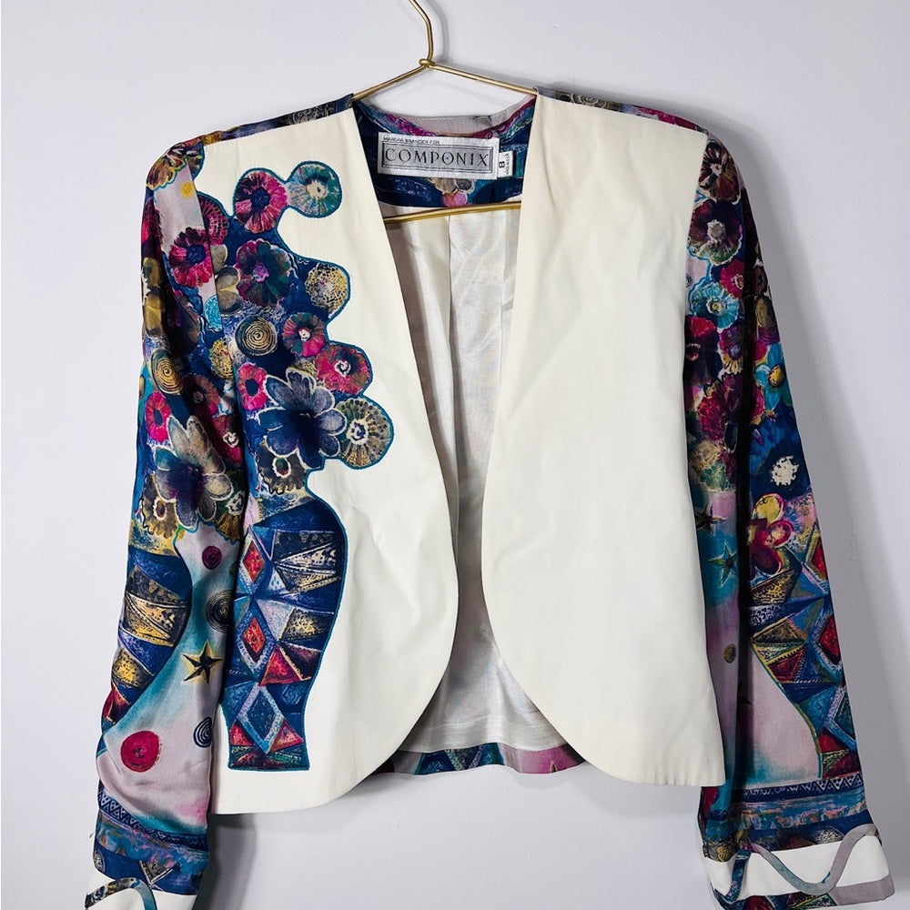 Componix Vintage Floral Contrast Blazer