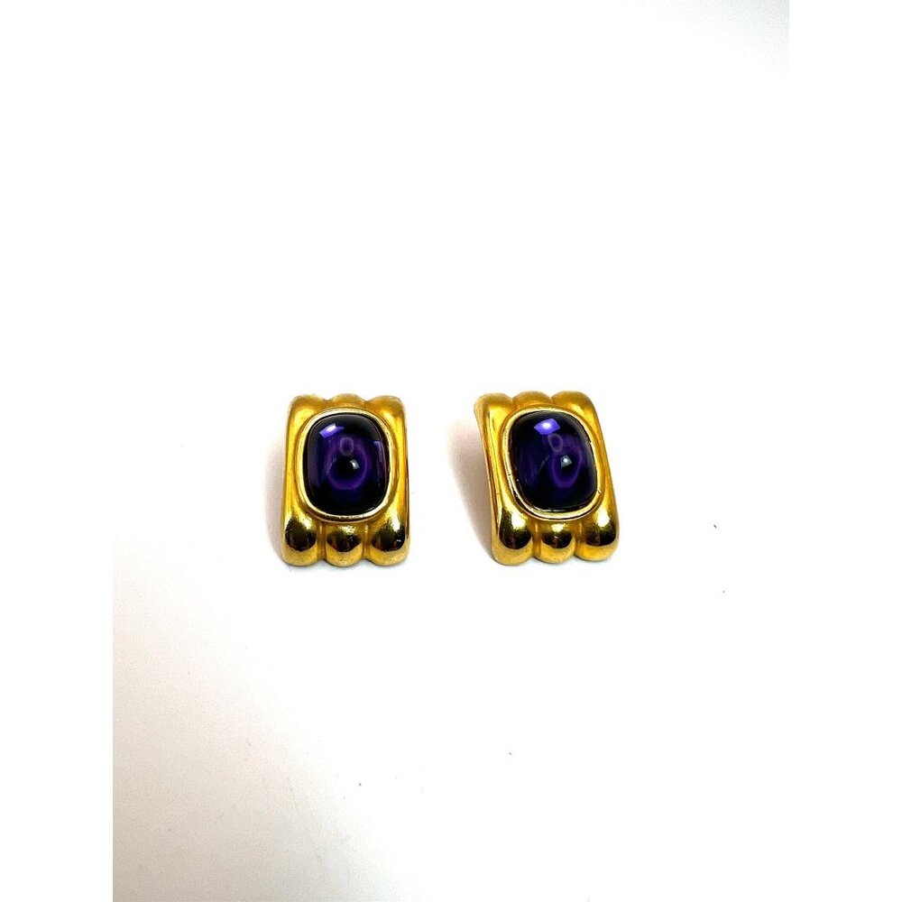 Vintage Gemstone Clip on Earrings