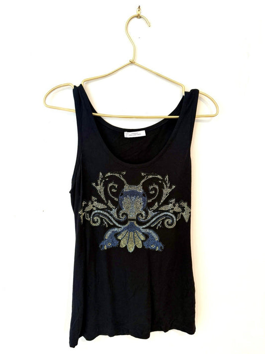 Versace Collection Black Embellished T Shirt Sparkle 40